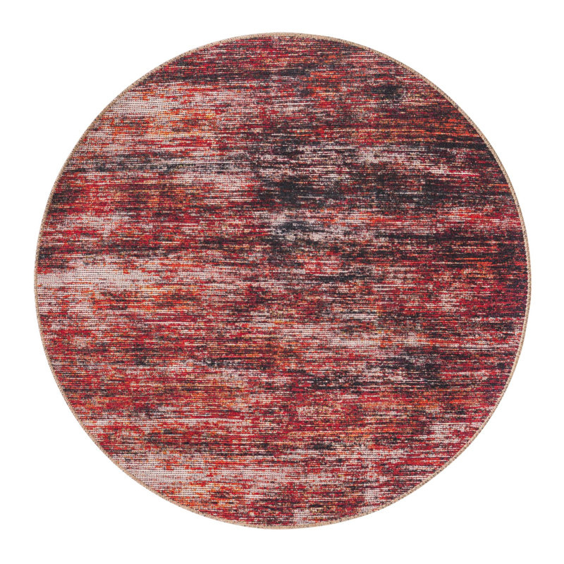 Tapis rouge / gris Montalto, Rond 3 pi 6 po