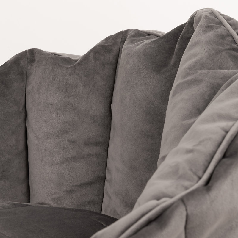 Sirena Velvet Chair and Square Footstool, Charcoal Grey