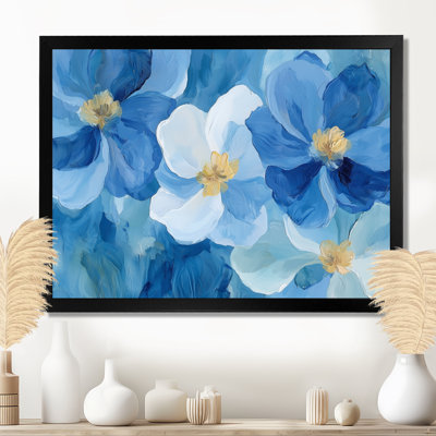 Indah Blue White Delicate Flower Petals III - cornouiller, art mural