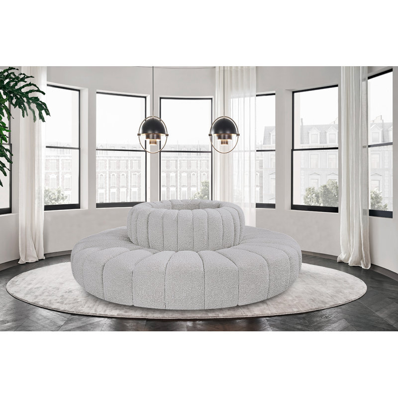 Hite Upholstered Curved Sectional Reversible, Grey Boucle Fabric