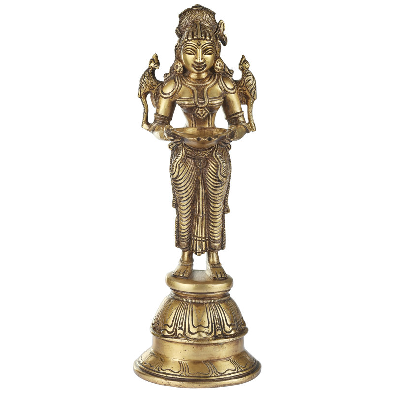 Figurine profonde Lakshmi avec perroquet en laiton