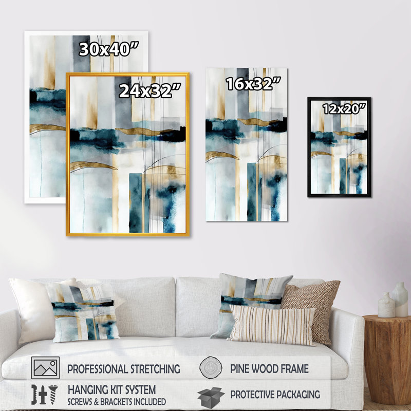 «Abstract Transitional Modern Shapes IV», reproduction sur toile, Impression noire sur toile encadrée, L 12 po x H 20 po