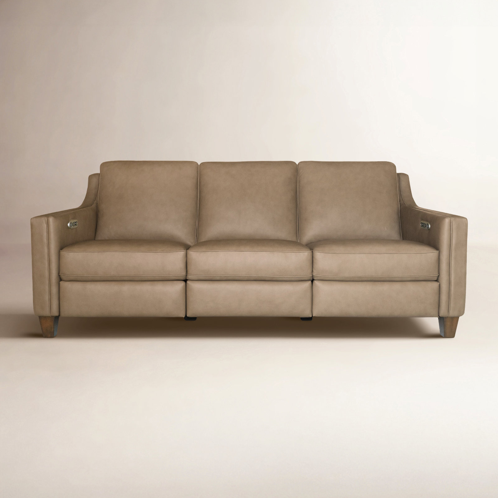 Finnegan 87" Genuine Leather Reclining Sofa, Cream