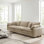 Canapé modulaire Mid-Century 3 places avec 2 accoudoirs et 3 coussins décoratifs