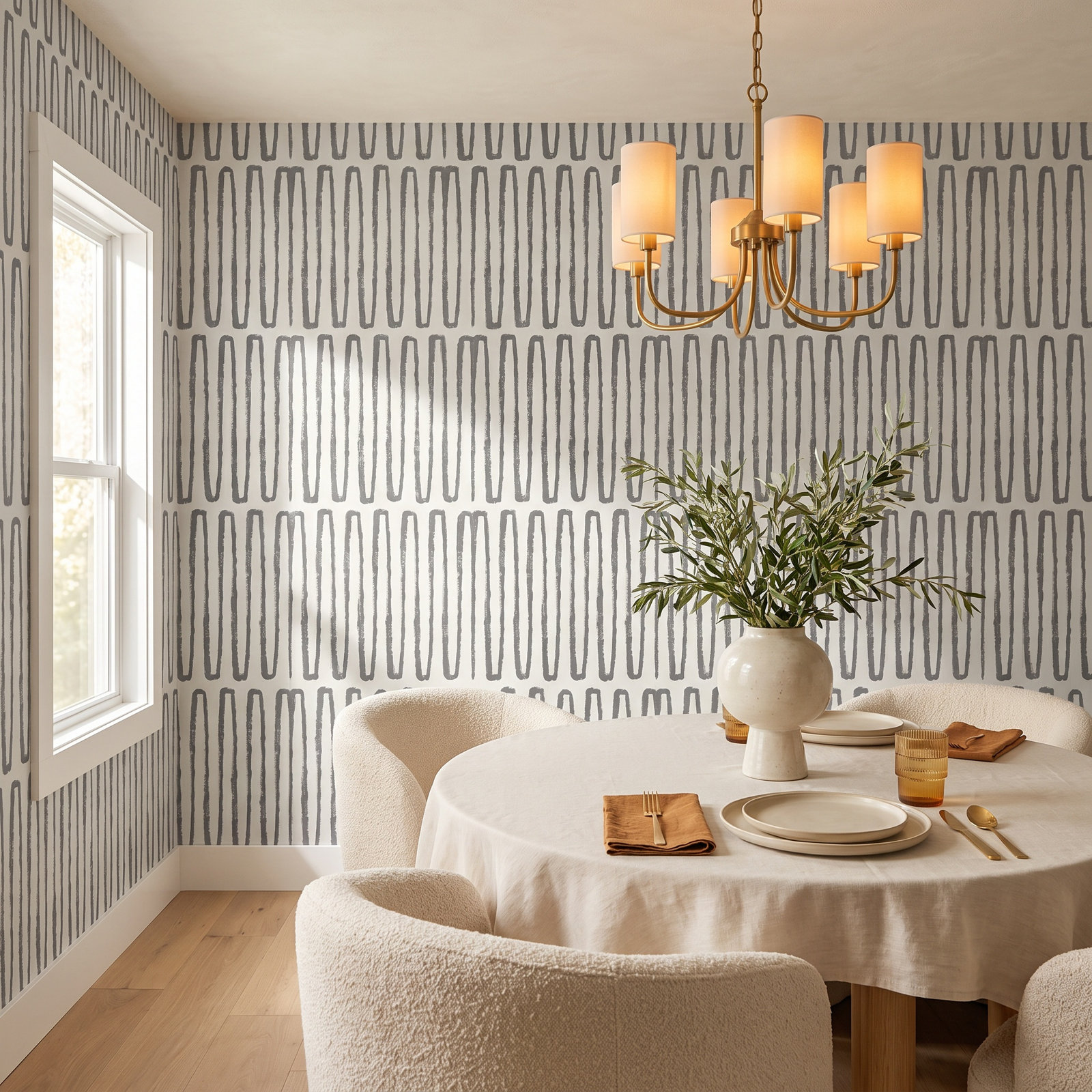 Anika Modern Geometric Wallpaper, Charcoal
