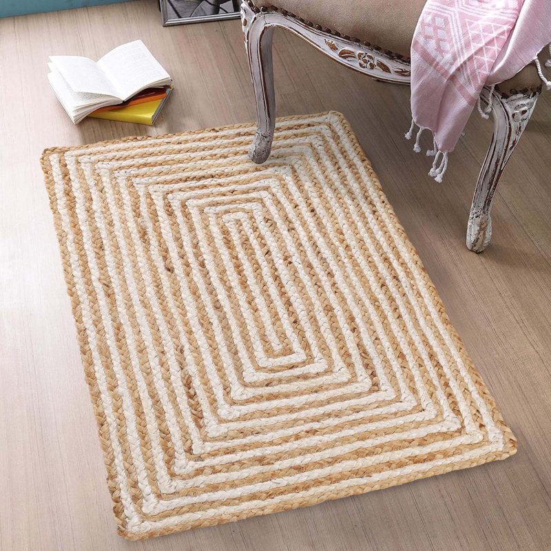 Tapis d'intérieur en jute tressé à la main Occoquan, Rectangulaire 3 pi x 5 pi