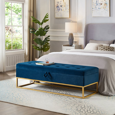 Banc de rangement rembourré en velours Margarete