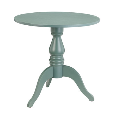 22" Turquoise Painted Round Accent End Table