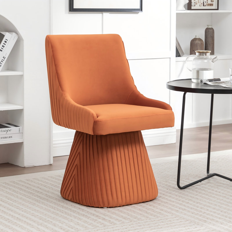 Euclid Modern Velvet Dining Chair, Orange