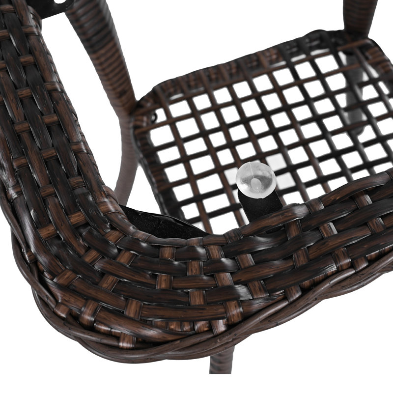 Ensemble de conversation d'extérieur 3 pièces avec ensemble de conversation en rotin pour 2 personnes avec 2 chaises pivotantes et berçantes et une table carrée pour le jardin