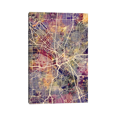 Dallas Texas City Map II by Michael Tompsett - Wrapped Canvas Gallery-Wrapped Canvas Giclée
