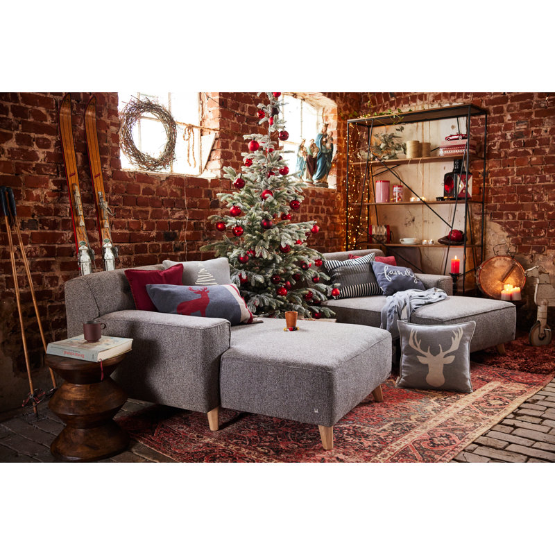 Rectangular Lumbar Cushion, Grey/Red