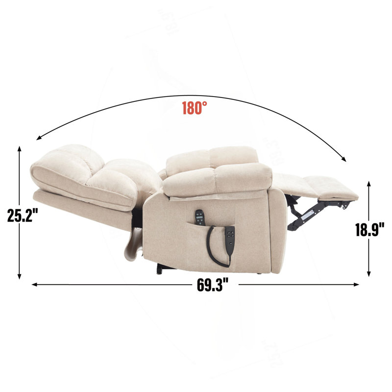 Heat Massage Dual Motor Infinite Position Up To 350 LBS Large Electric Power Lift Recliners With Hidden Cup Holders, Power-Remote, Medium-Firm And Heavy Duty
