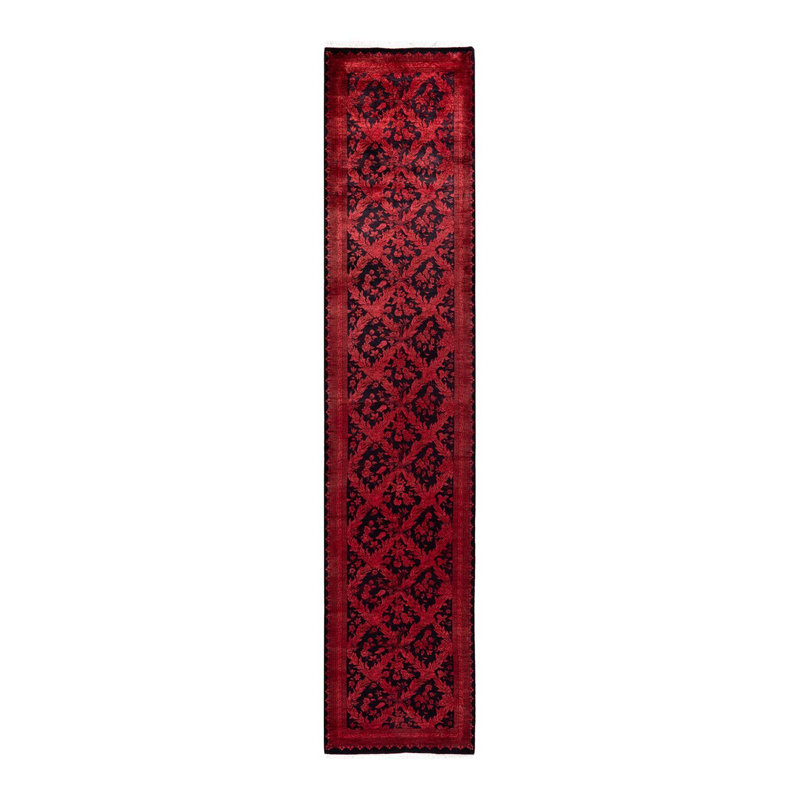 Tapis noué à la main Mazarine, unique en son genre - rouge