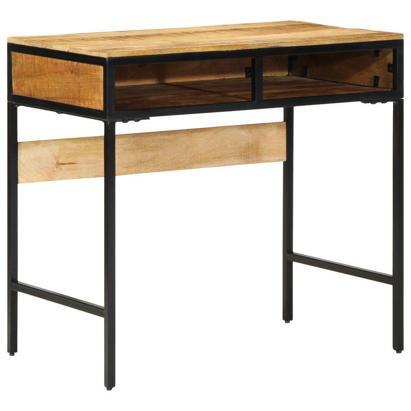 Solid Wood Top Metal Base Writing Desk