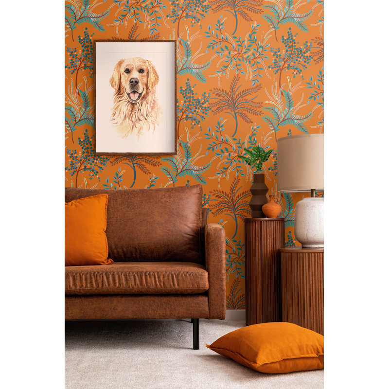 Rouleau de fleurs Ashantee, Orange / bleu / bleu sarcelle