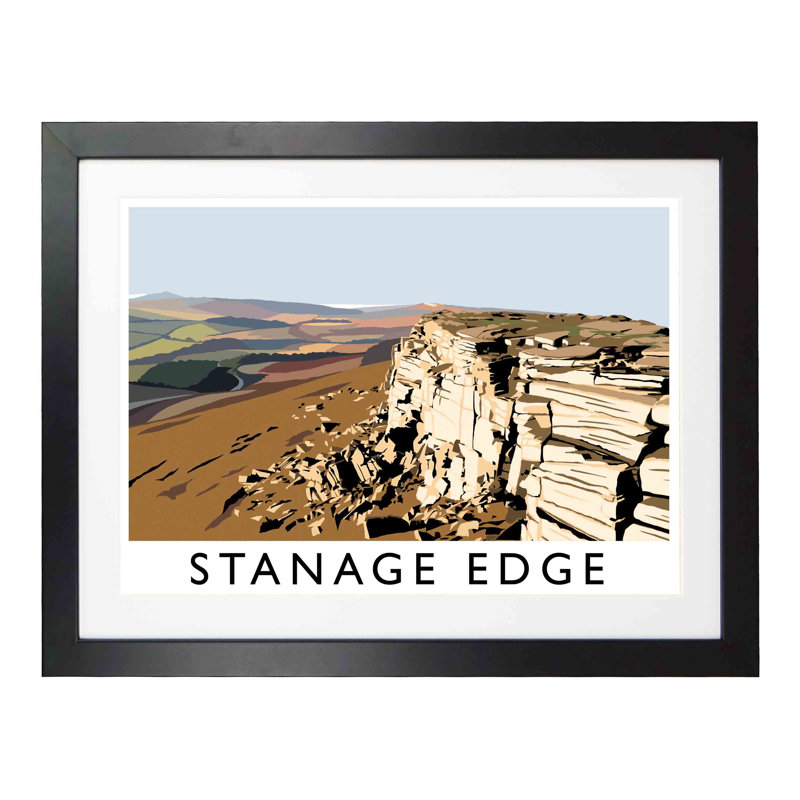 'Stanage Edge' by Richard O'Neil - Print, Black Wood Frame, 44 cm H x 54 cm W x 2.2 cm D