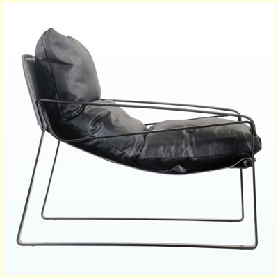Fauteuil club moderne en cuir fleur noir moderne pour le salon Man Cave Home Office