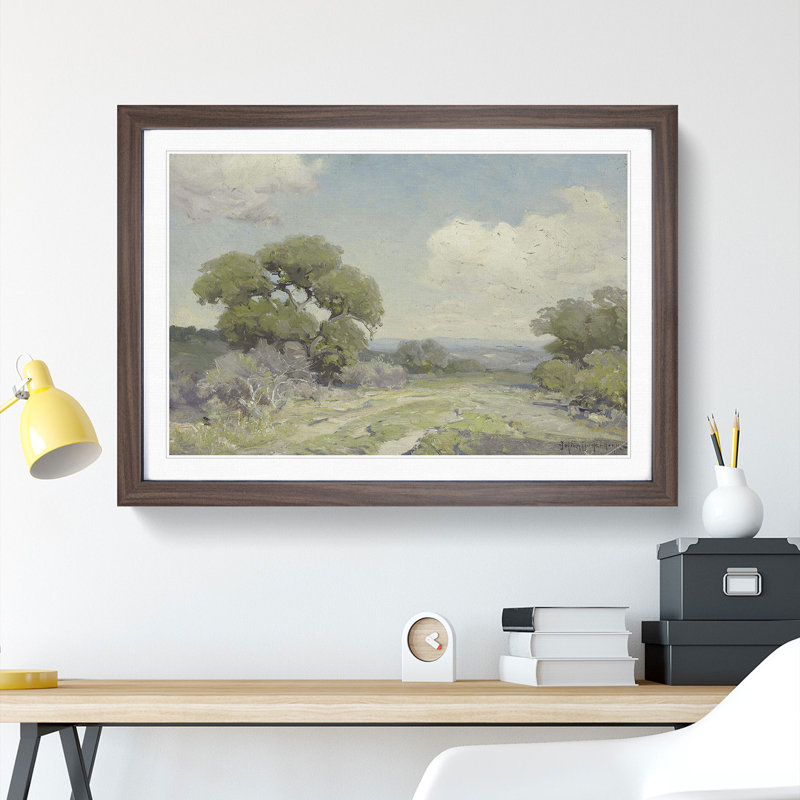 Morning in the Live Oaks by Julian Onderdonk - Picture Frame Painting, 48cm H x 65cm W x 2cm D, Walnut