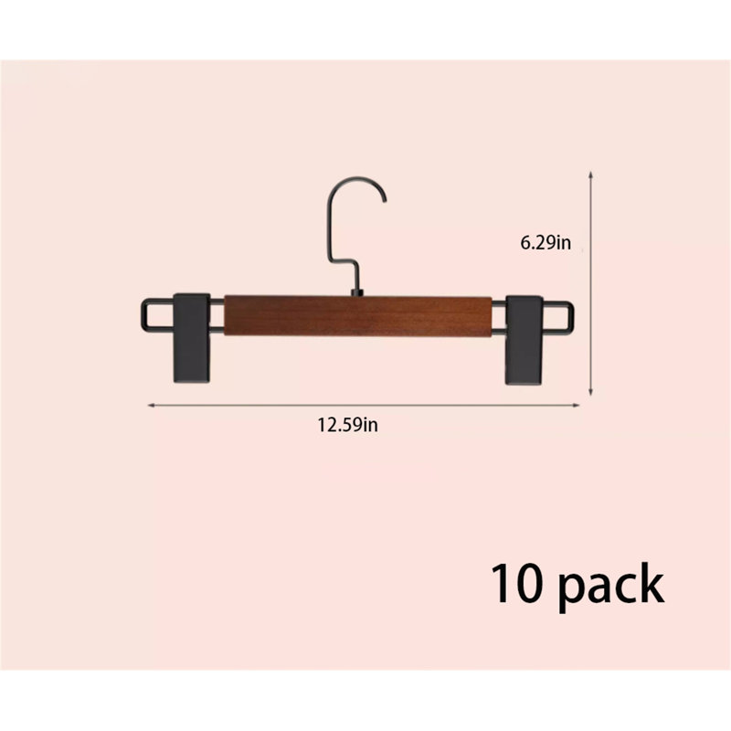 Cintre pour pantalons en bois massif avec pince, 10