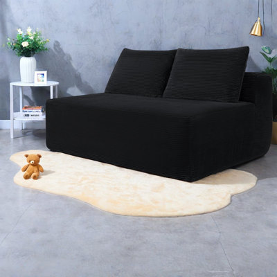 Compression Sectionals, 57 Inch Corduroy Compact Modern Couch for Home