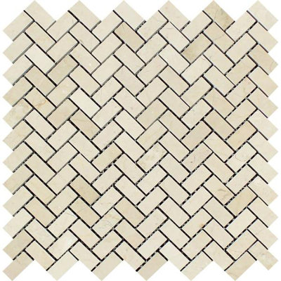 12" x 12" Marble Herringbone / Chevron Mosaic Tile