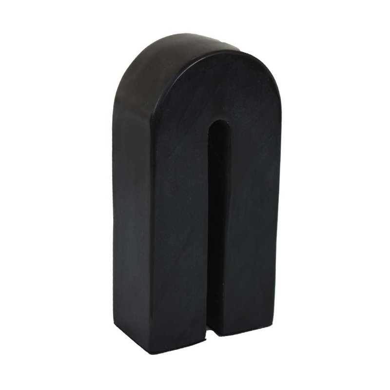 Modern Decorative Arch Sculpture In Matte Black Solid Marble, 8 Inch