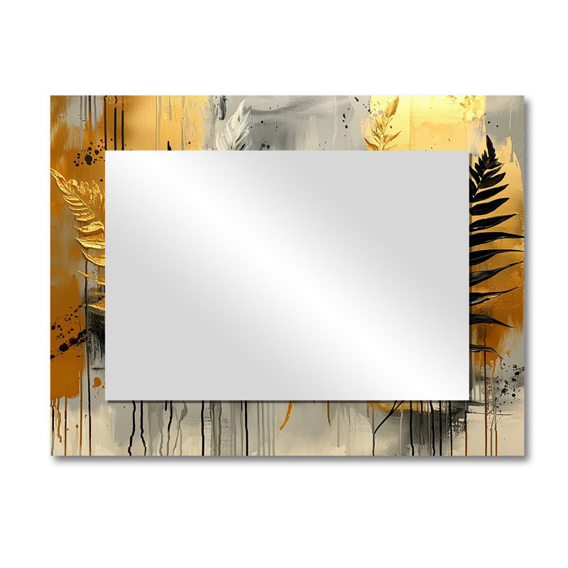 Minimalisme fougères Golden Spring Symphony II - décoration murale miroir floral - imprimé sur métal, 30 po x 40 po