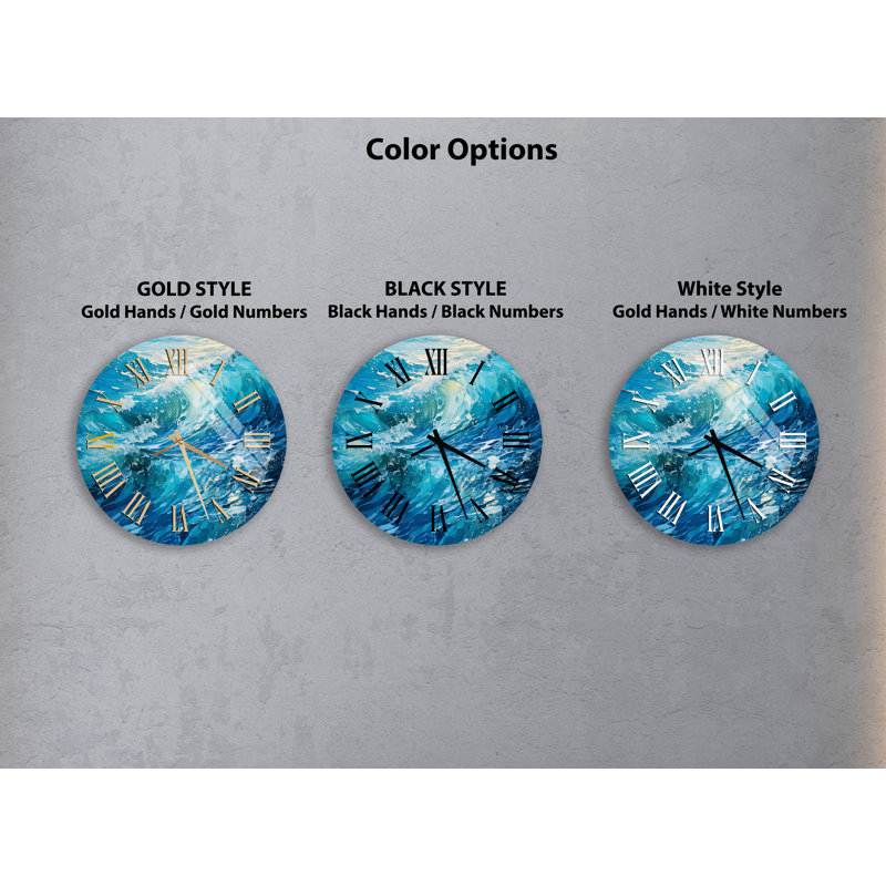 Horloge murale Turbulent Ocean Waves, Noir