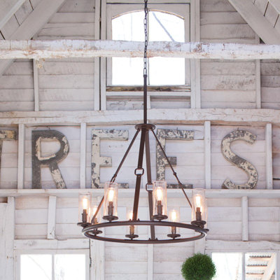 O'Donnelly 8-Light Wagon Wheel Chandelier