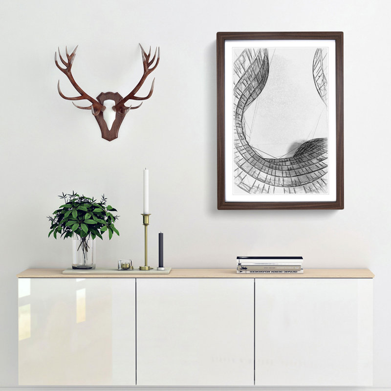 Sketching the Architecture Vol.8 - Picture Frame Drawing Print, 65cm H x 48cm W x 2cm D, Walnut Framed
