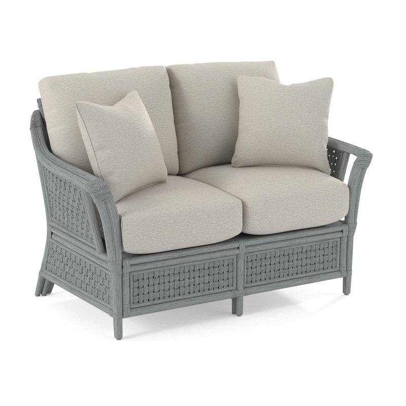 Boca Upholstered 55'' Loveseat, Hazel, Blue Chenille/Velvet Solid;