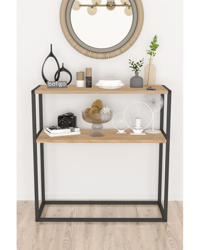 Aigar 90cm Console Table, Beige/Black