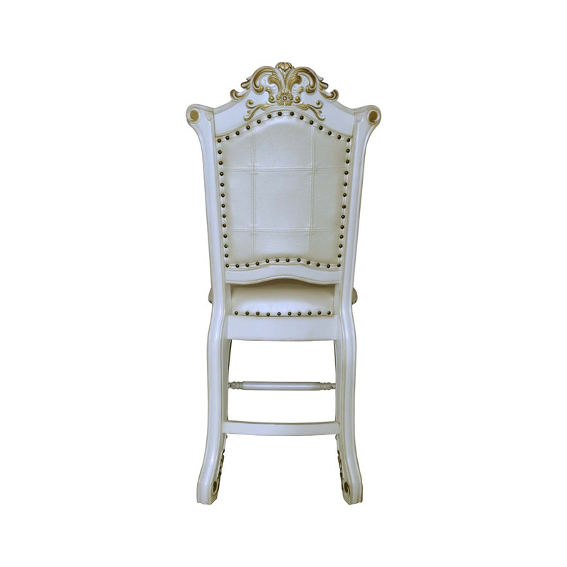 Chaise antique à hauteur de comptoir à finition perle, ensemble de 2