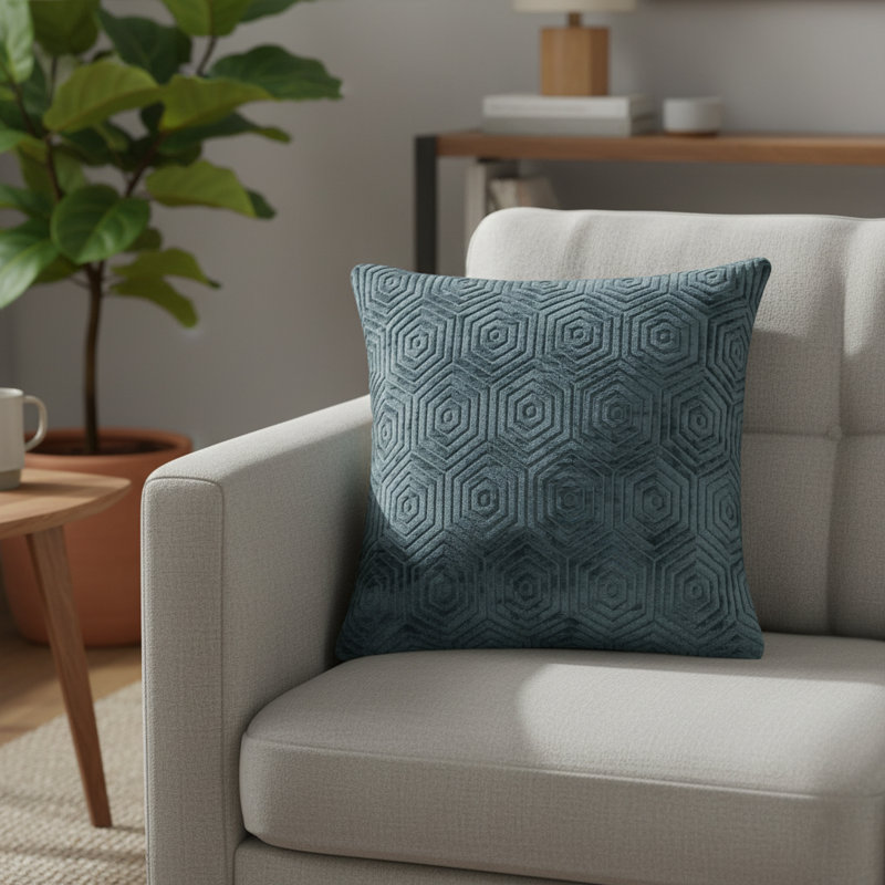 Explorer Sutter Geometric Feather Reversible Throw Pillow, Pacific, 19" H x 19" W, Square