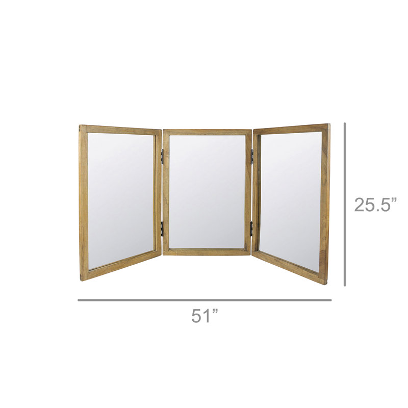 Miroir à trois volets en bois