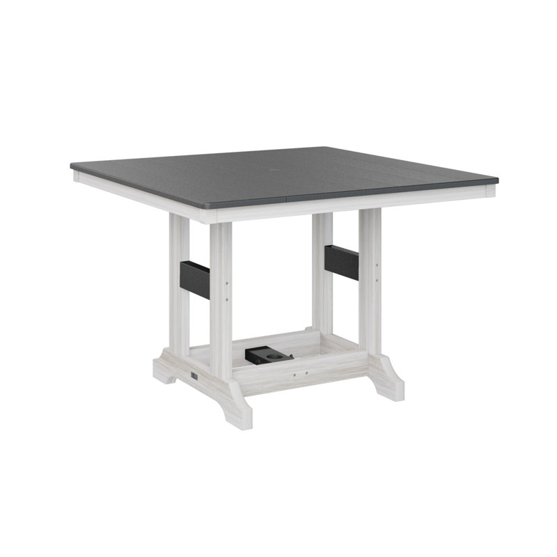 Garden Classic Outdoor Square Dining Table, Seashell, Black
