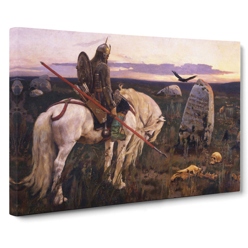 Knight At The Crossroads by Viktor Vasnetsov - Wrapped Canvas Painting, 40cm H x 60cm W x 3cm D