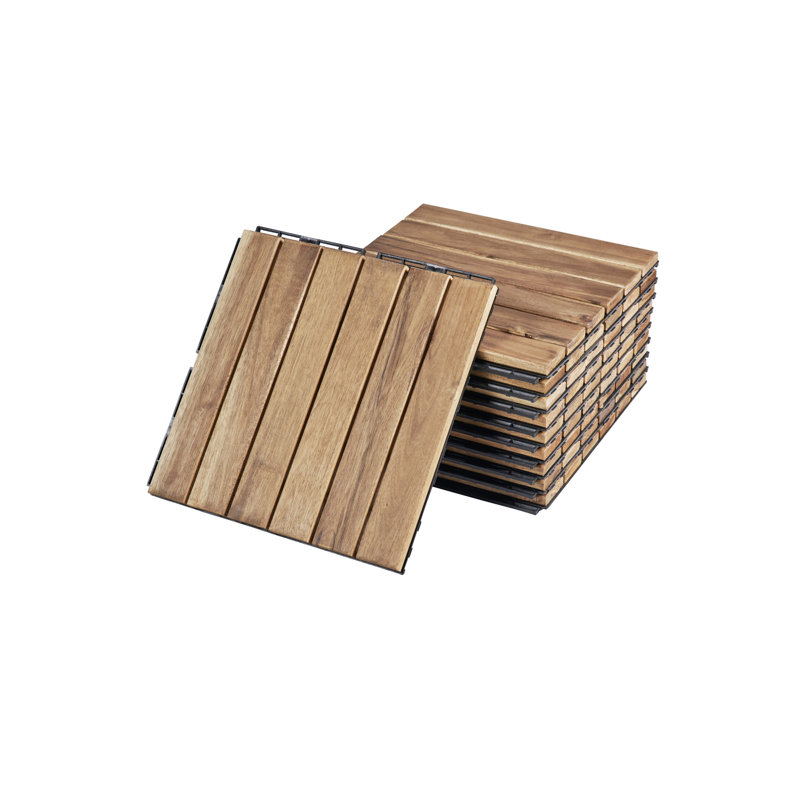 20 PCS Interlocking Deck Tiles Striped Pattern, Natural