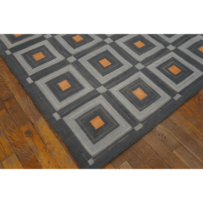 American Hooked Wool Geometric Area Rug