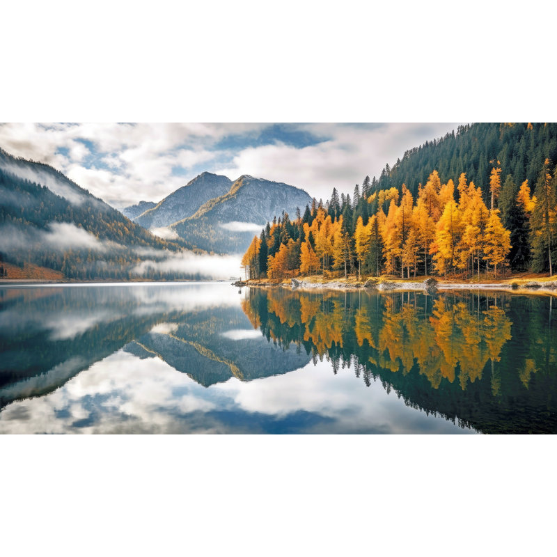 Golden Larch Reflection Wrapped Canvas Wall Art, 20" H x 36" W