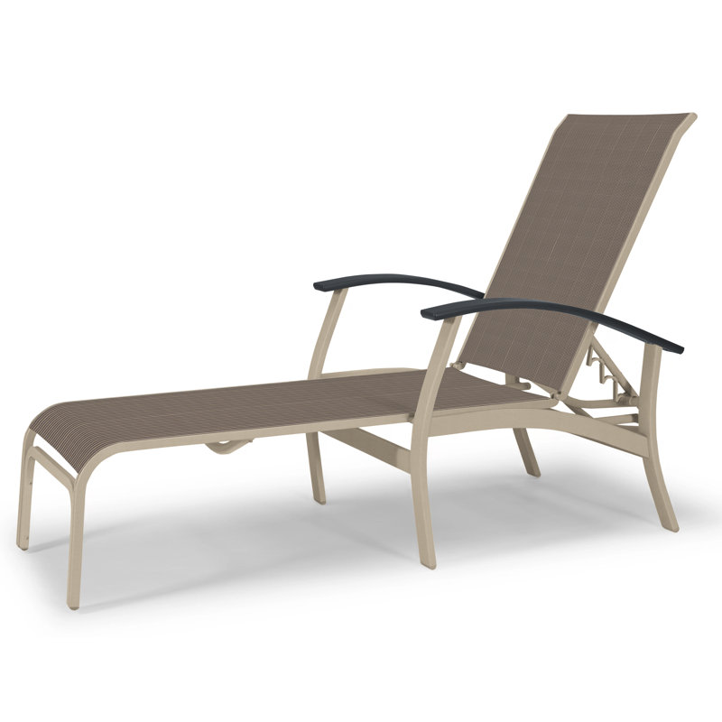 Askar Outdoor Rust-Resistant Metal Chaise Lounge, Textured Desert, Classic Graphite P30, Brown Sunbrella® Tweed