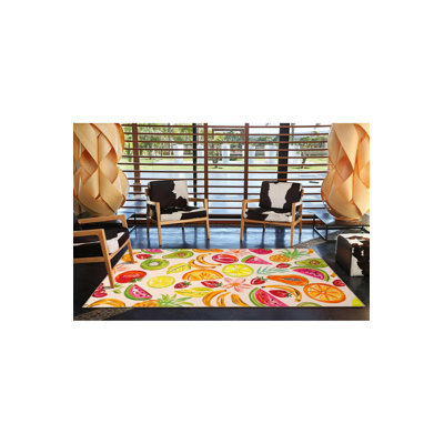 Tapis lavable jaune à motif tangerine