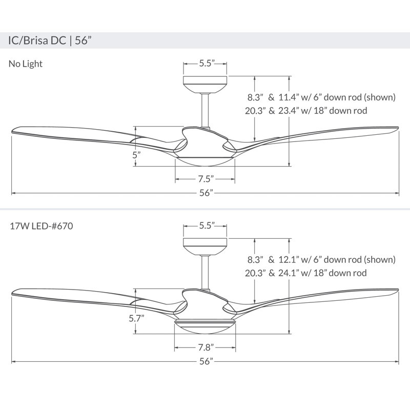 IC Brisa Downrod Ceiling Fan, Handheld Remote Control, Matte Black
