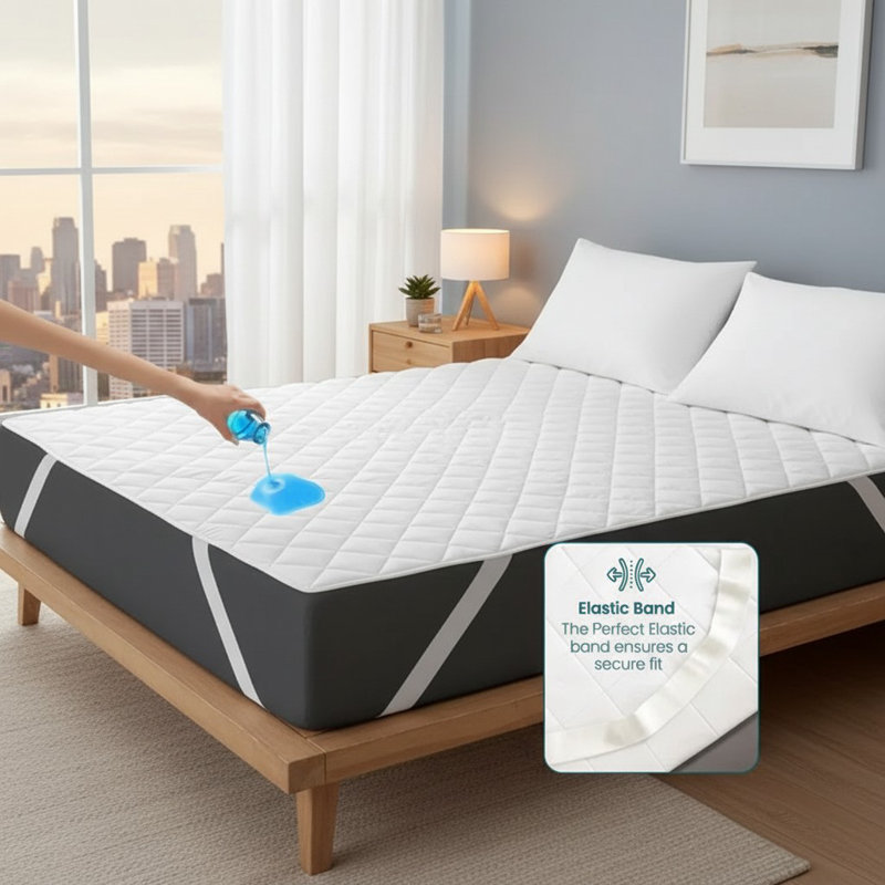 Waterproof Mattress Pad With Elastic Strap, Queen