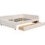 Lit plateforme double beige avec 2 tiroirs - bois, revêtement en lin, sans sommier, ajout de sophistication de chambre à coucher et tiroirs, polyvalence-455215538
