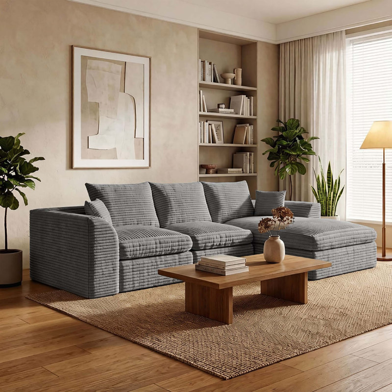 Canapé modulaire sans cadre avec méridienne réversible, Grey