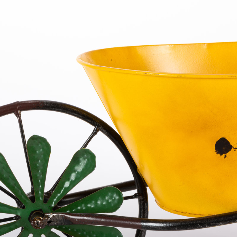 Metal Antique Wind Spinner Wheelbarrow Planters