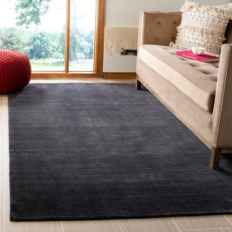Tapis de couleur unie 80% laine, 20% coton touffeté à la main Addisyn, Rectangle 4 pi x 6 pi