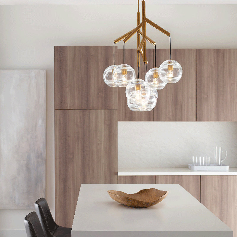 Sedona 8 - Light Chandelier, Aged Brass, Clear, Yes